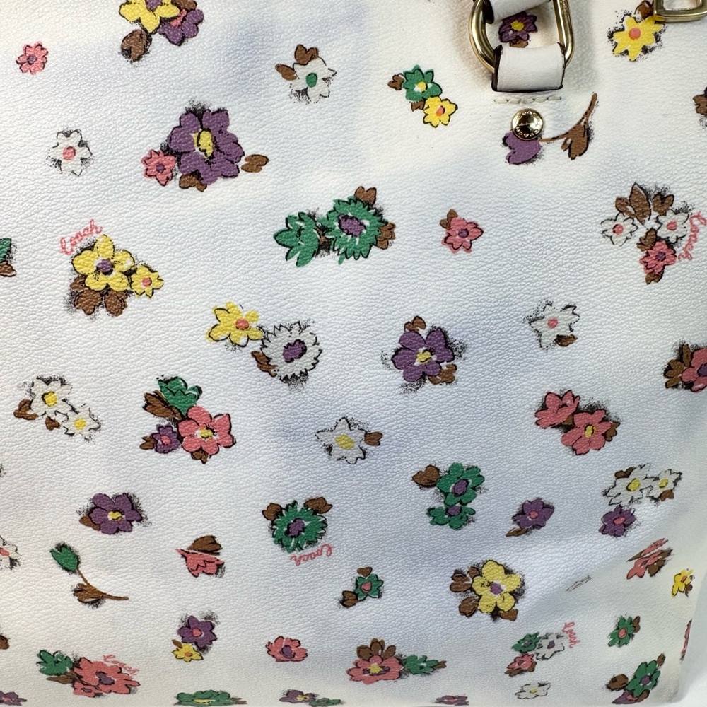 Coach Gallery Tote With Spaced Floral Field Print Chalk CA618 - Picture 11 of 12